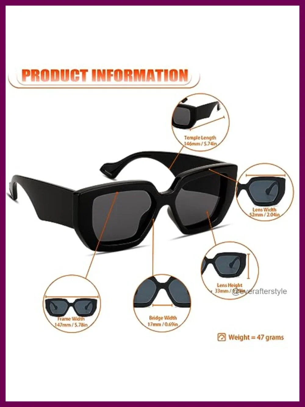 Oversized Square Sunglasses Women Men Retro Chunky Frame UV400 Shades